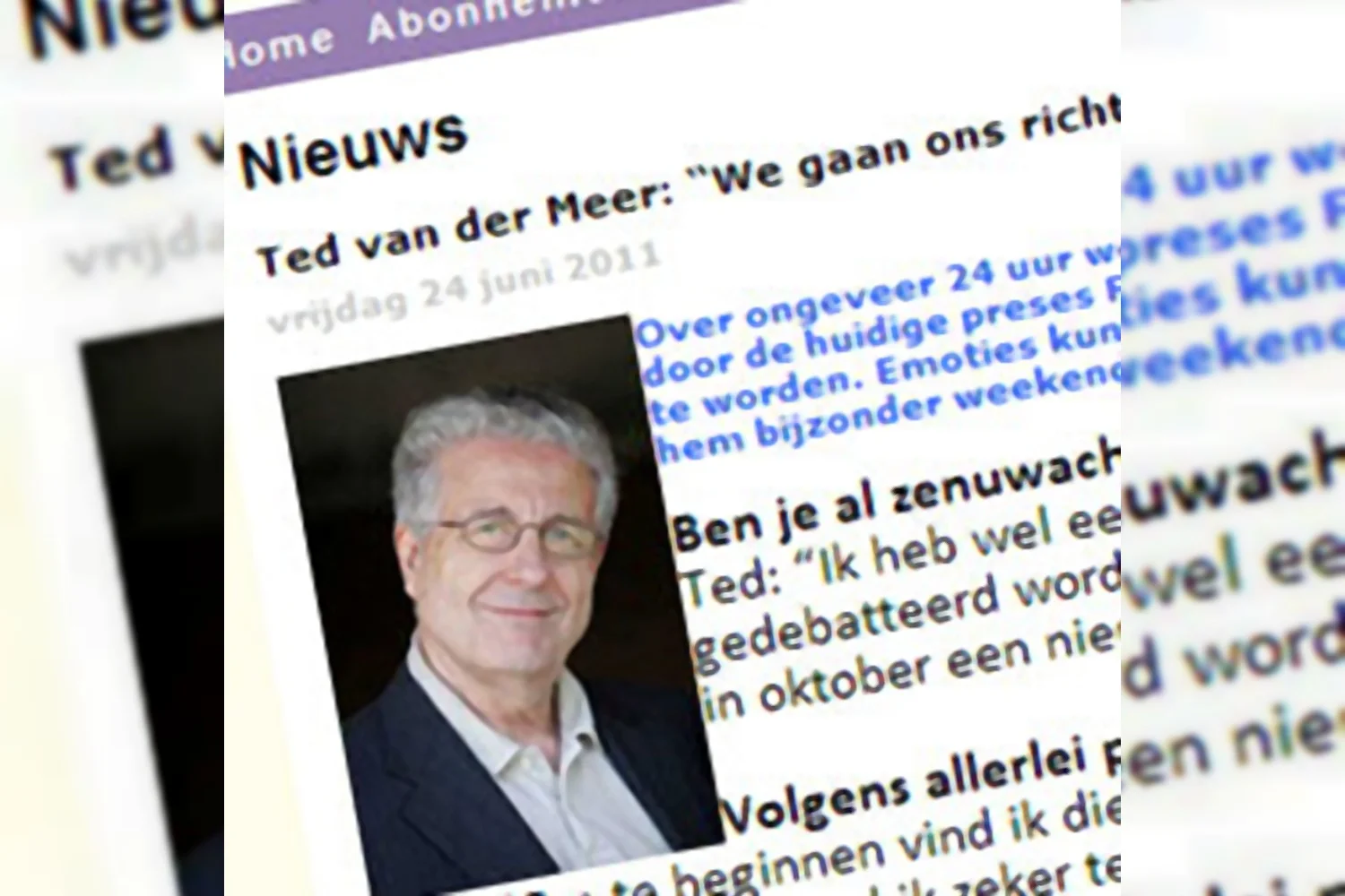 Ted van der Meer: 'We gaan ons richten op de core business van de bond'