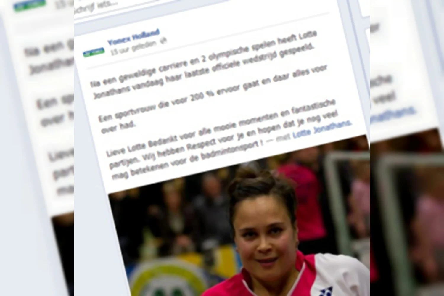 Yonex Nederland beëindigt topsportcarrière van Lotte Jonathans in Facebook-bericht