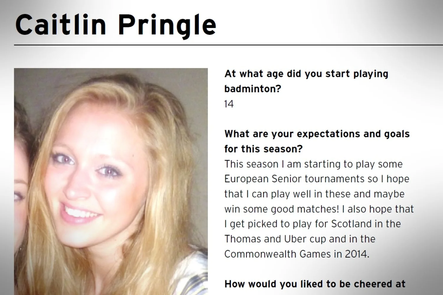 Caitlin Pringle tells about herself