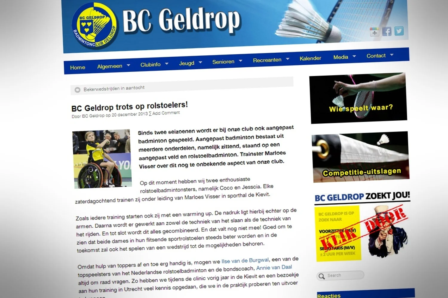 BC Geldrop trots op rolstoelers!