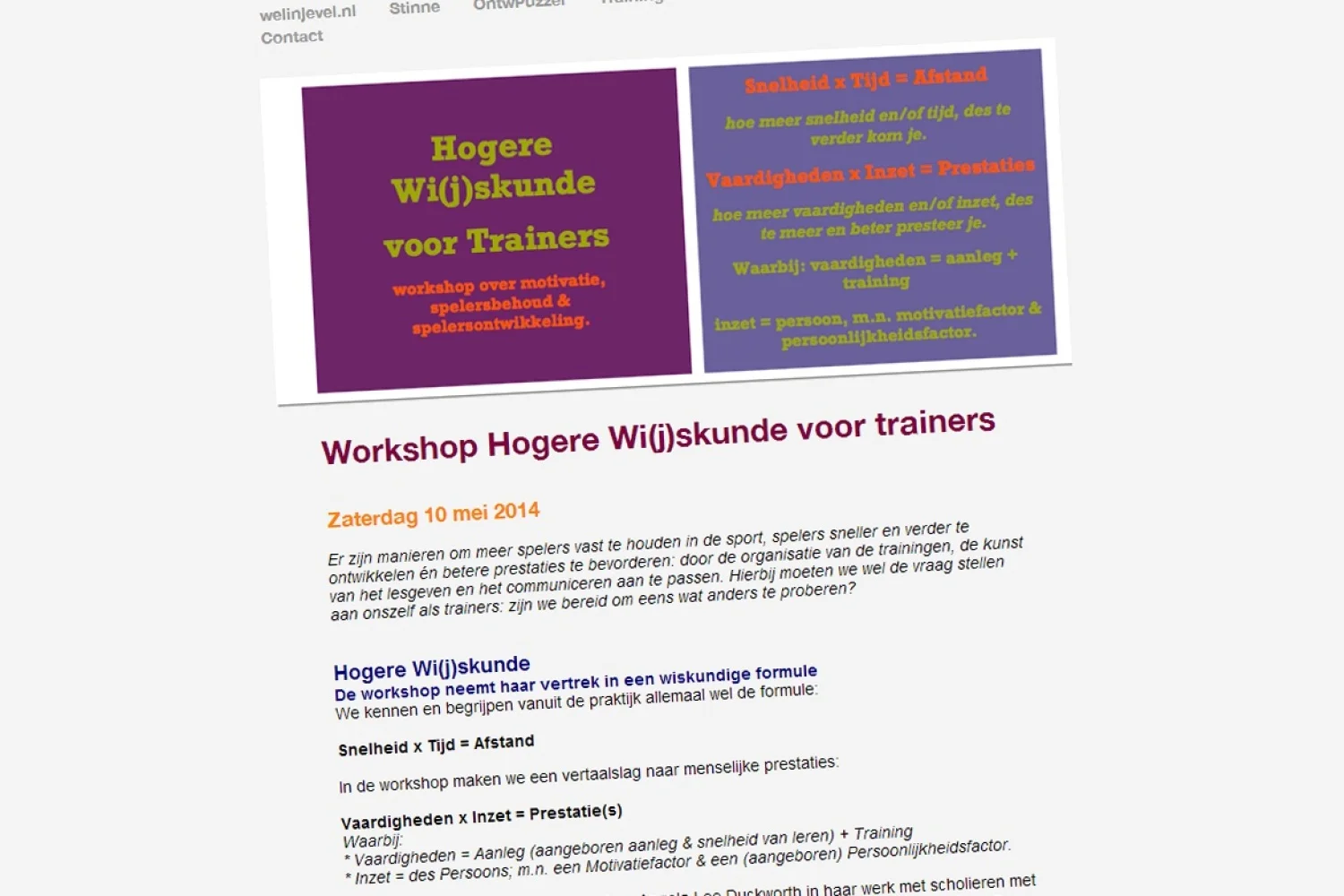 Workshop Hogere Wi(j)skunde voor trainers