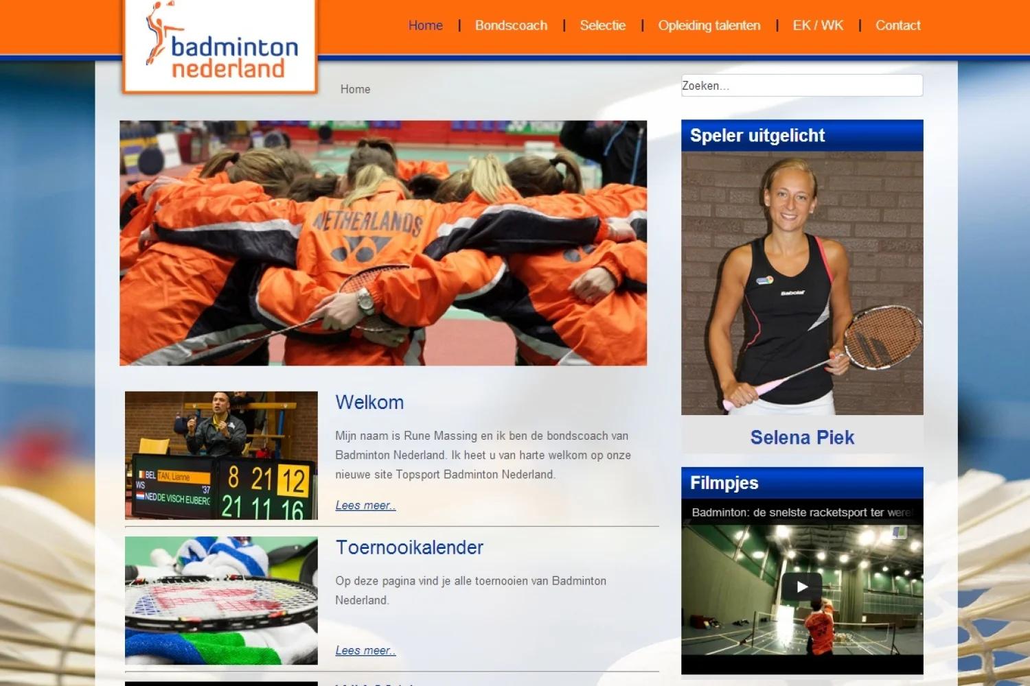 Website voor topbadminton