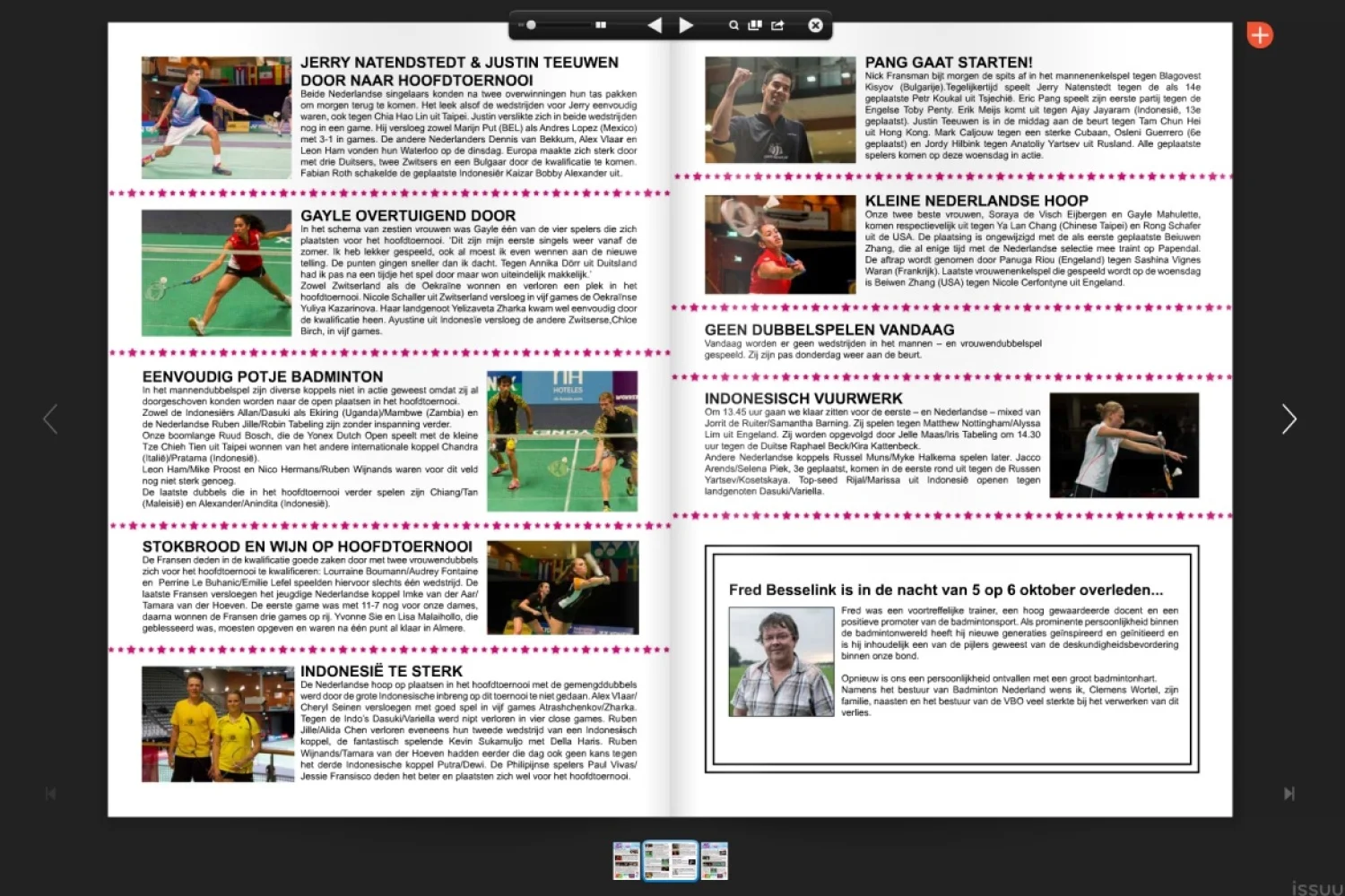 Dagkrant woensdag 8 oktober 2014 - Yonex Dutch Open