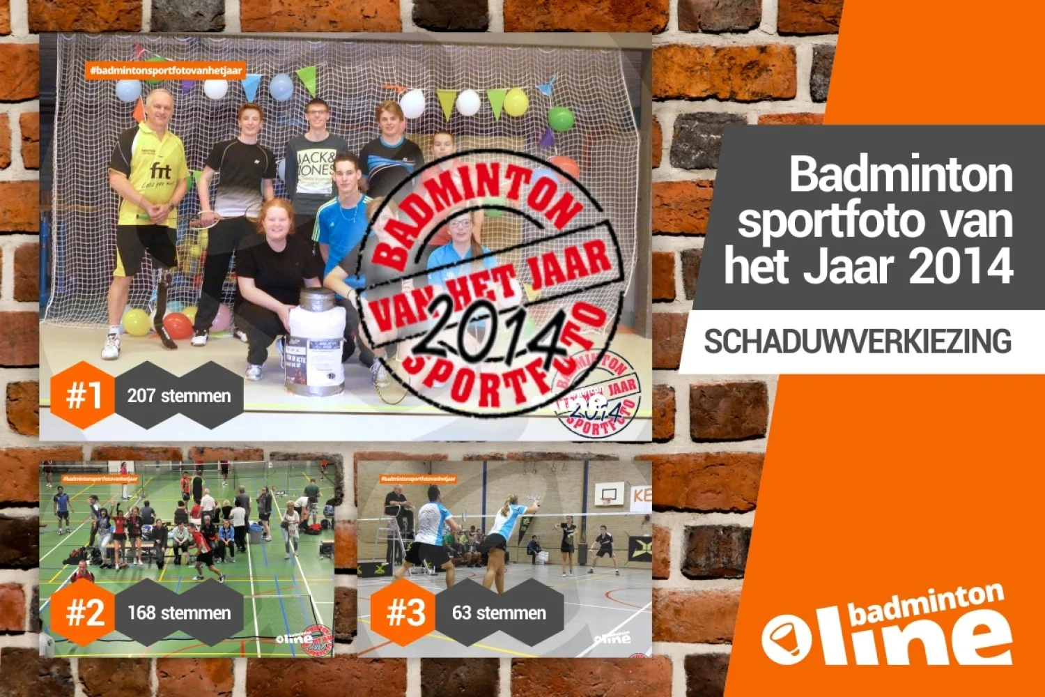 Groepsfoto met Eddy Boerman Badmintonsportfoto van het Jaar 2014 bij badmintonline