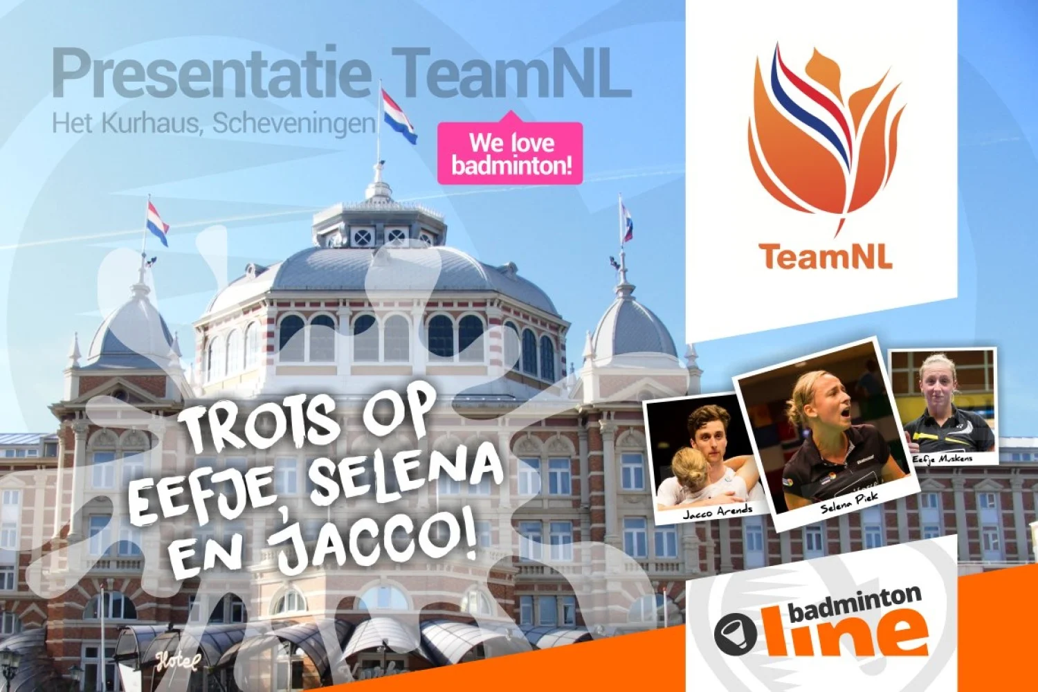 Teampresentatie atleten Rio 2016 in het Kurhaus met Jacco Arends, Selena Piek en Eefje Muskens
