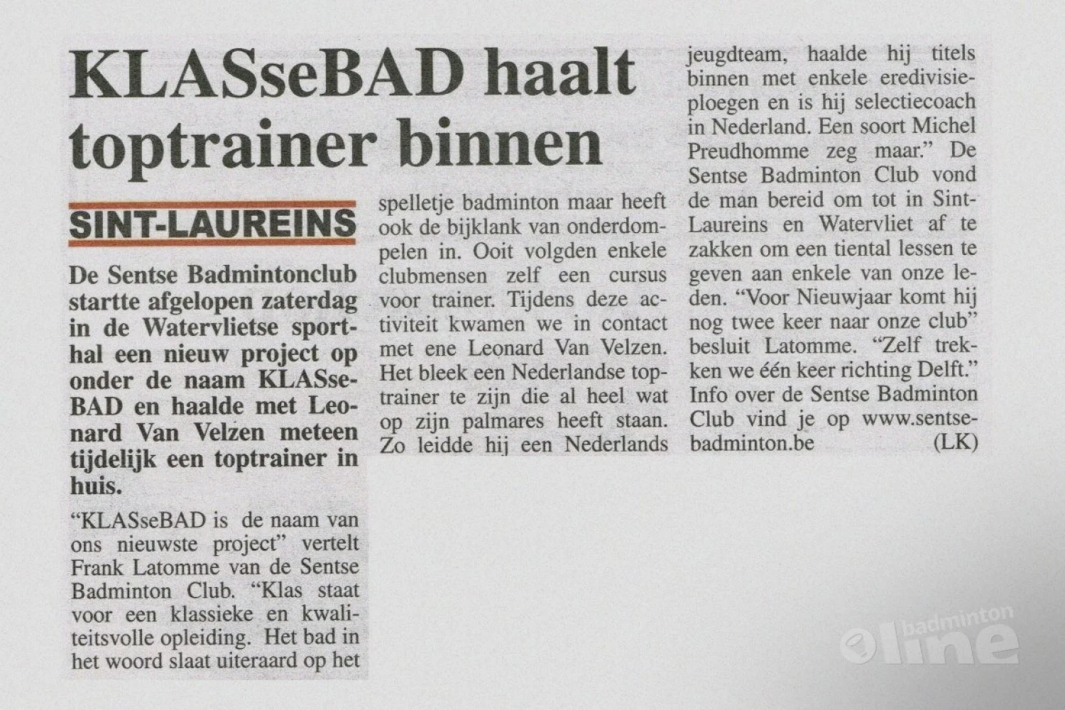 KLASseBAD bij Sentse badmintonclub