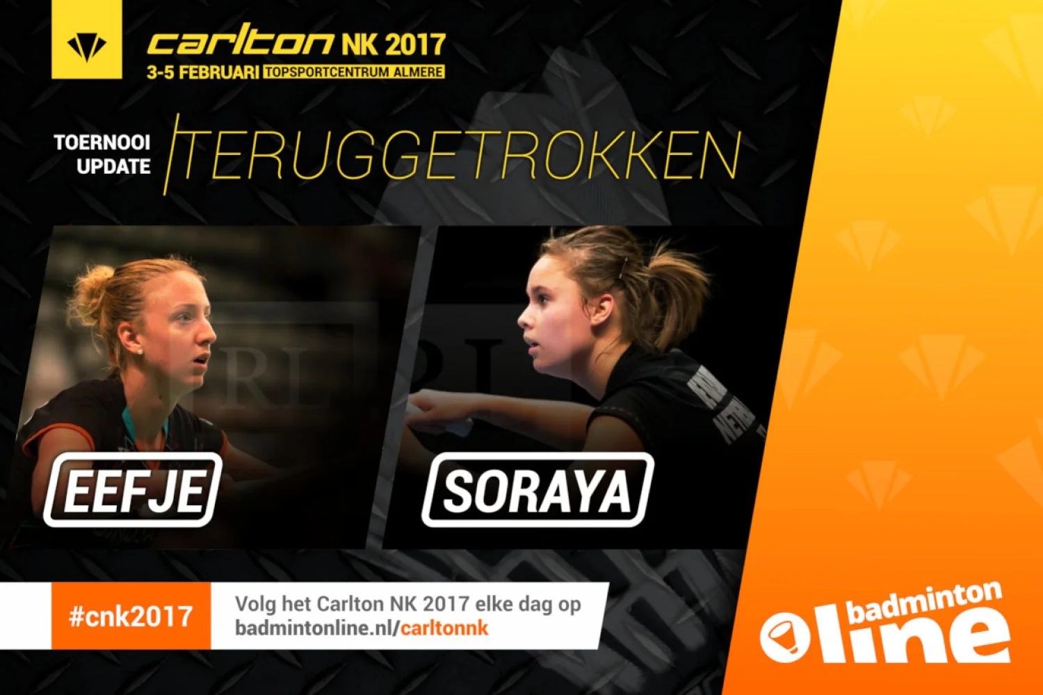 Eefje Muskens teruggetrokken uit Carlton NK Badminton