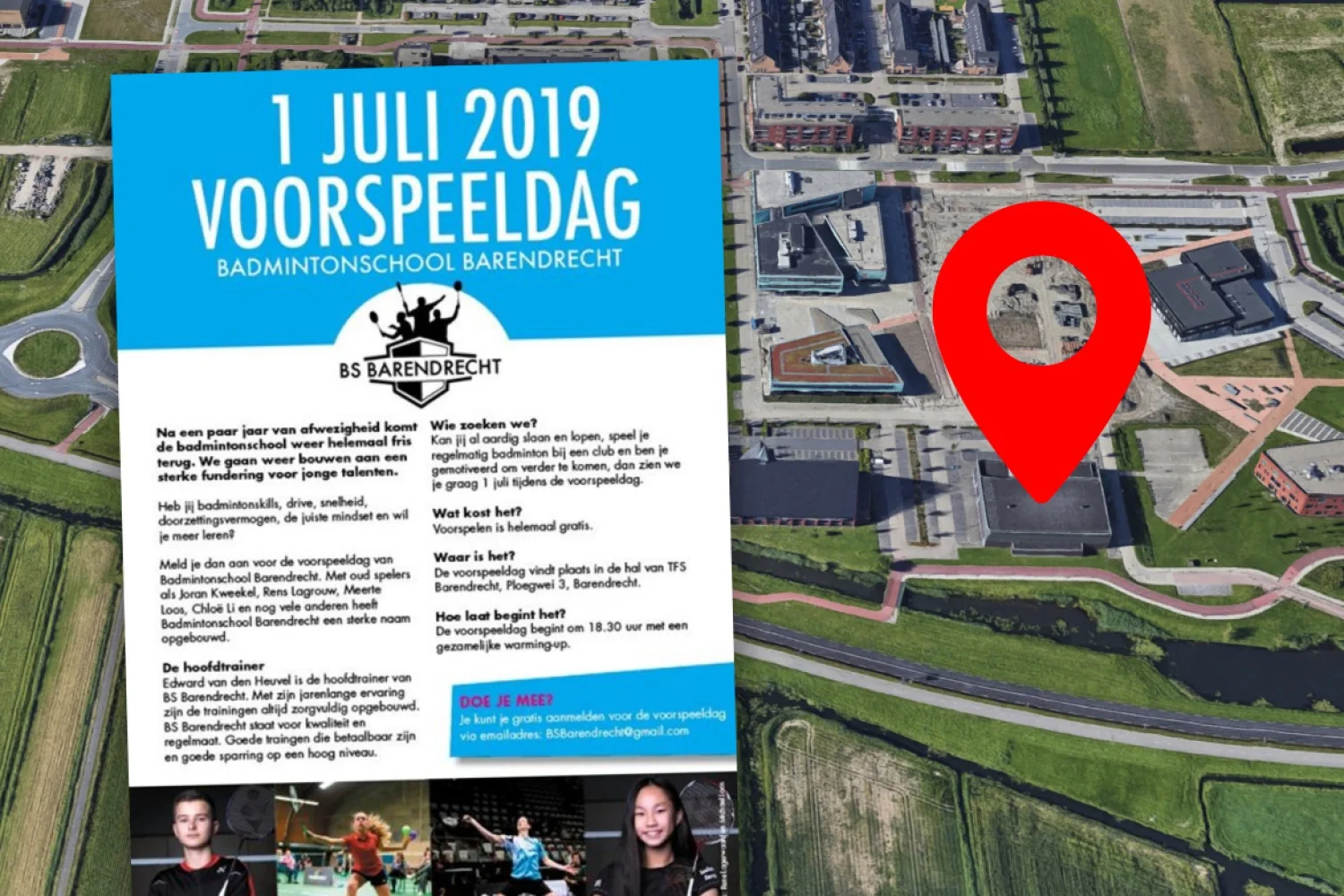 Voorspeeldag Badmintonschool Barendrecht op maandagavond 1 juli 2019