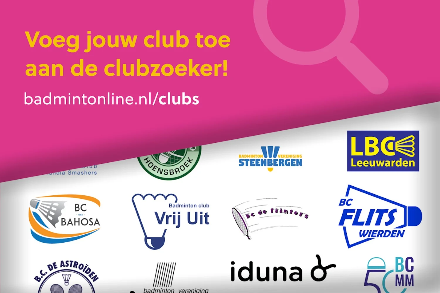 Voeg jouw club toe aan de clubzoeker!
