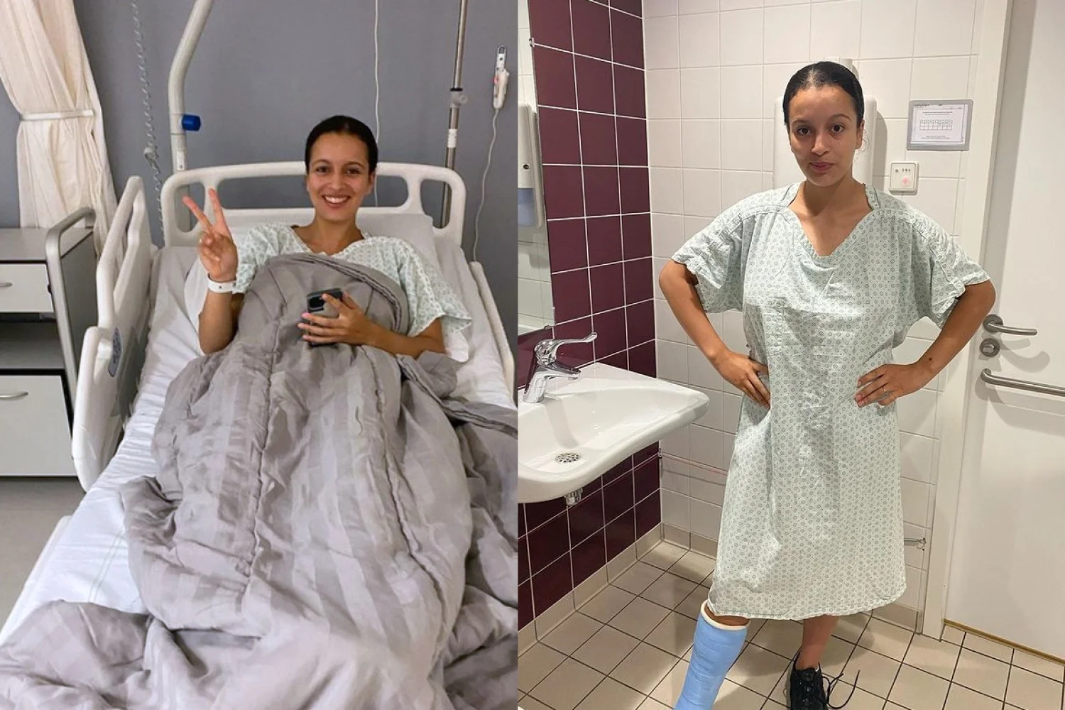 Nadia Choukri with a broken foot