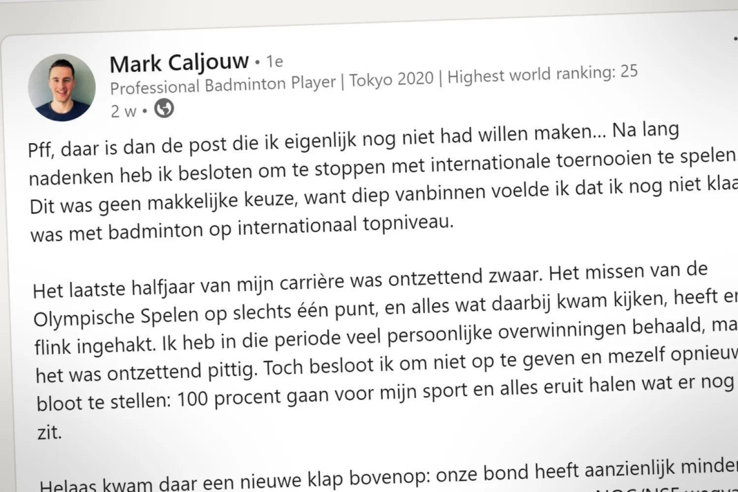 Mark Caljouw: Pff, daar is dan de post die ik eigenlijk nog niet had willen maken...
