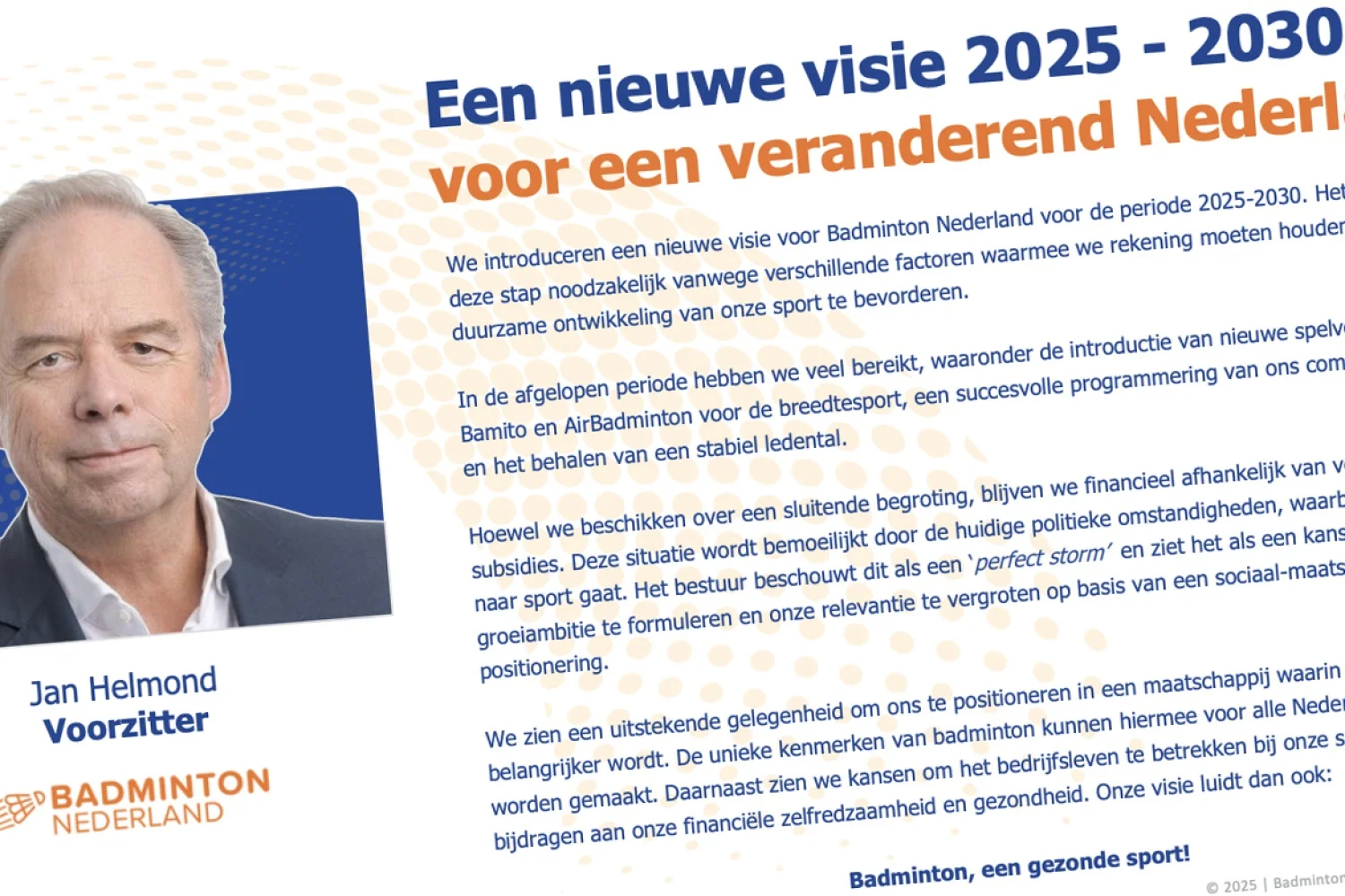 Nieuwe visie Badminton Nederland: Bram Reudink programmamanager