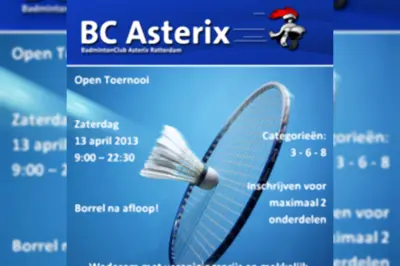 Topbadminton op Open BC Asterix toernooi 13 april 2013