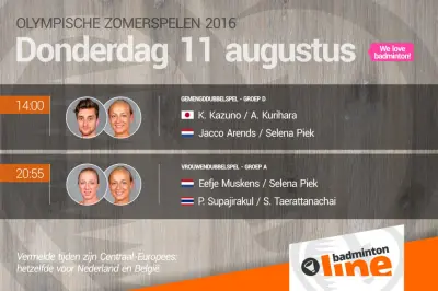 Rio 2016: voorbeschouwing eerste Olympische partijen Jacco Arends, Selena Piek en Eefje Muskens