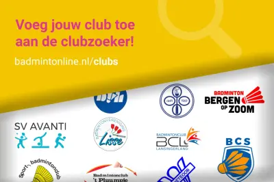 Voeg ook jouw badmintonclub toe aan onze clubzoeker!